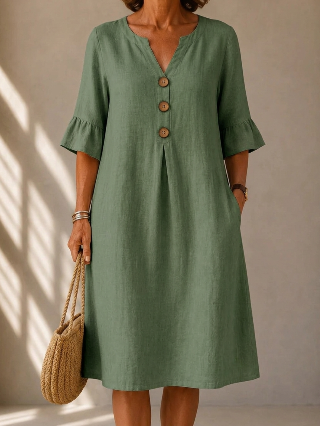 NAEL BERLIN | Knopfkleid mit Kellerfalte Charlotte
