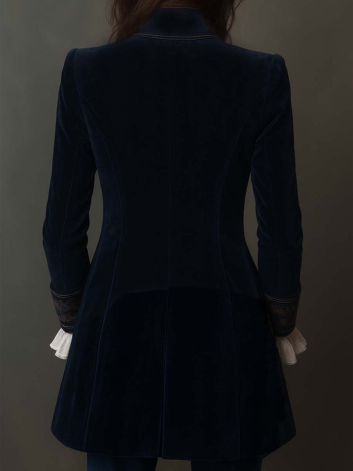 Vintage Longline-Jacke mit Stickerei in Navy