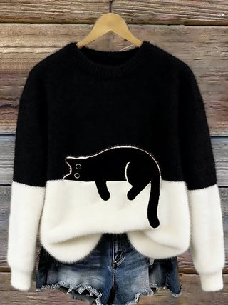 Lotte – Kuscheliger Oversize-Pullover mit Katzenmotiv