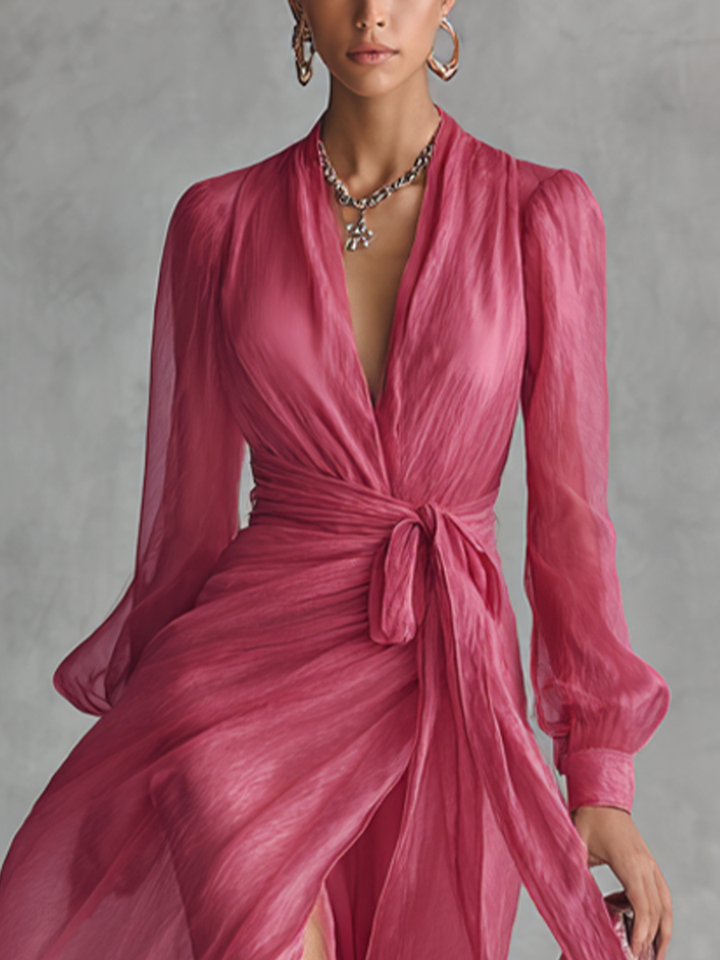 Ava | Romantisches Maxikleid mit Bindegürtel