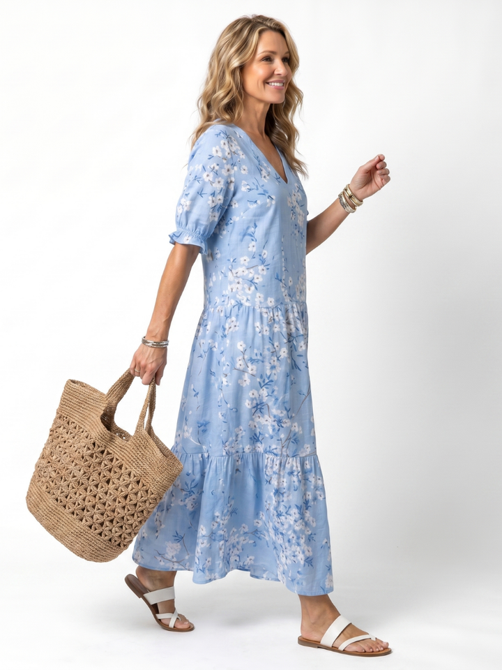 NAEL BERLIN | Geblümtes Boho-Midikleid mit Bommeln Michèle