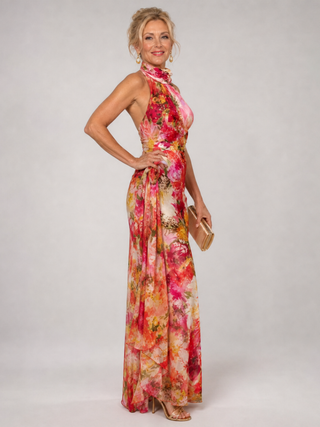 Elisabetta | Halterneck Blumenmuster Maxikleid