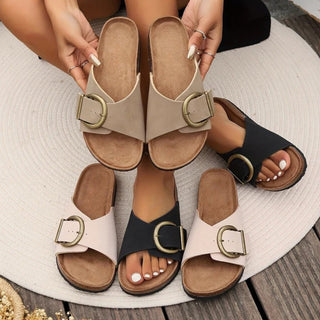 Elfenbein - Slip-On Komfortsandalen