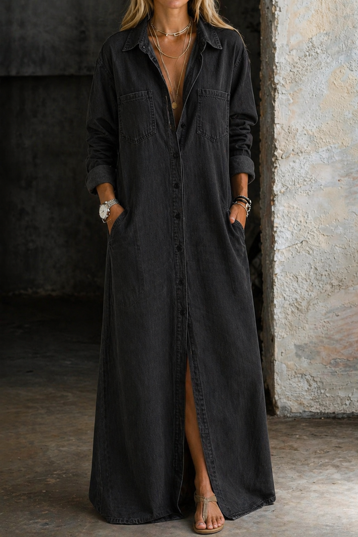 Delana | Jeanskleid mit Knopfleiste