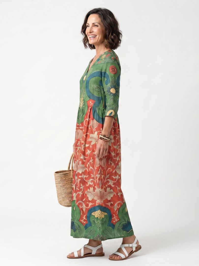 NAEL BERLIN | Geblümtes Boho-Midikleid mit gerafter Taille Amélie