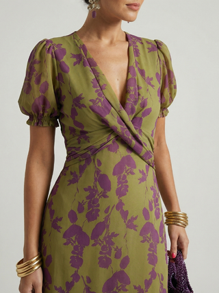 Virel | Entspanntes Blumendesign Midi-Kleid
