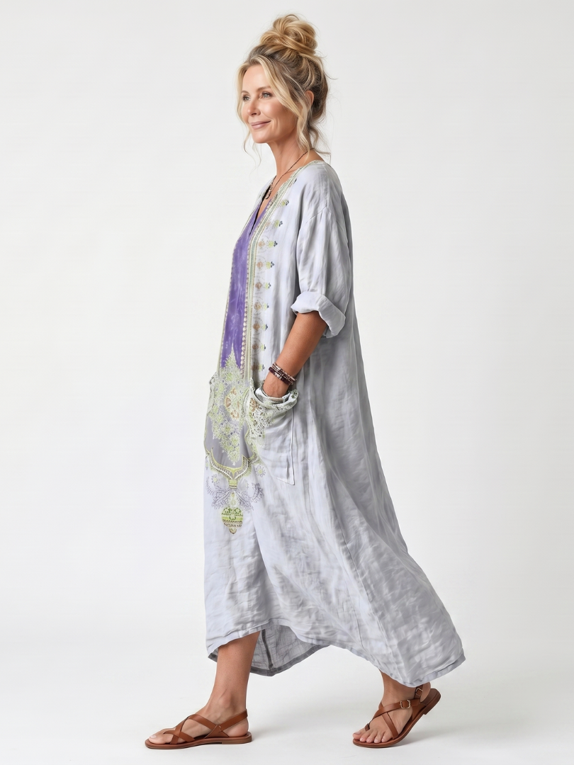 NAEL BERLIN | Boho-Midikleid mit Kontrast-Stickerei Véronique