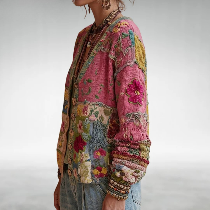 Tamsin – Patchwork Boho Strickjacke