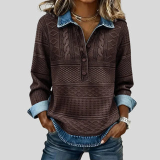 Azalea – Vintage Zopfmuster-Pullover mit Kragen