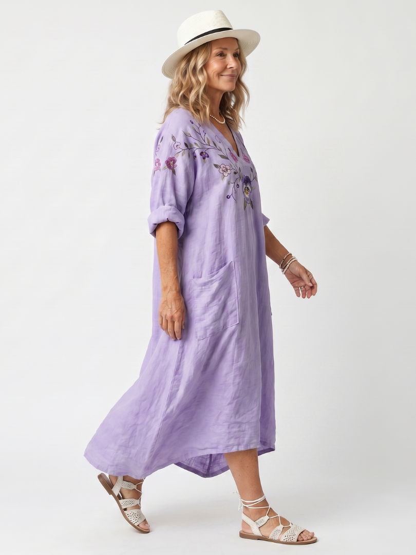NAEL BERLIN | Boho-Midikleid mit Stickerei und Taschen Sandrine