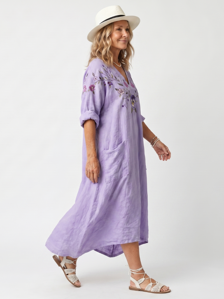 NAEL BERLIN | Boho-Midikleid mit Stickerei und Taschen Sandrine