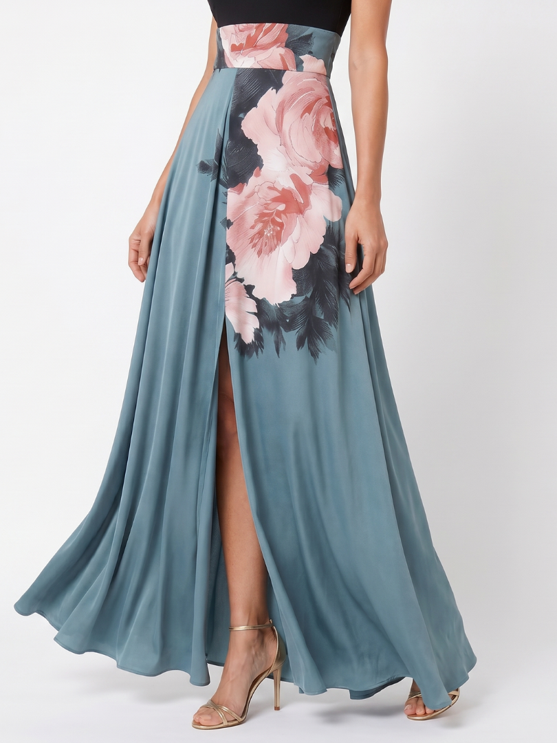 Olympas | Halter-Bodice Floral Rock Maxi-Kleid