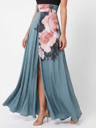 Olympas | Halter-Bodice Floral Rock Maxi-Kleid
