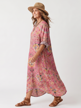 NAEL BERLIN | Bedrucktes Boho-Midikleid mit Taschen Margot