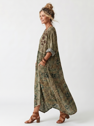 NAEL BERLIN | Boho-Midikleid mit Stickerei und Knopfleiste Monique