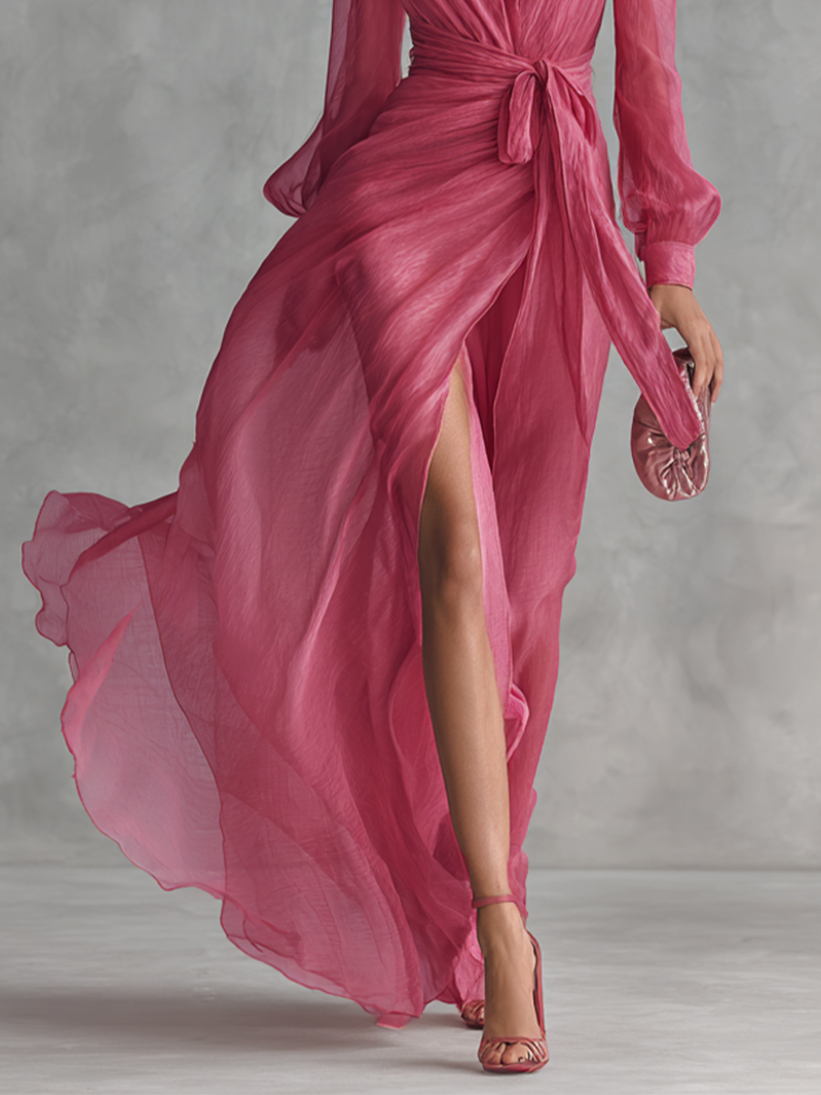 Ava | Romantisches Maxikleid mit Bindegürtel