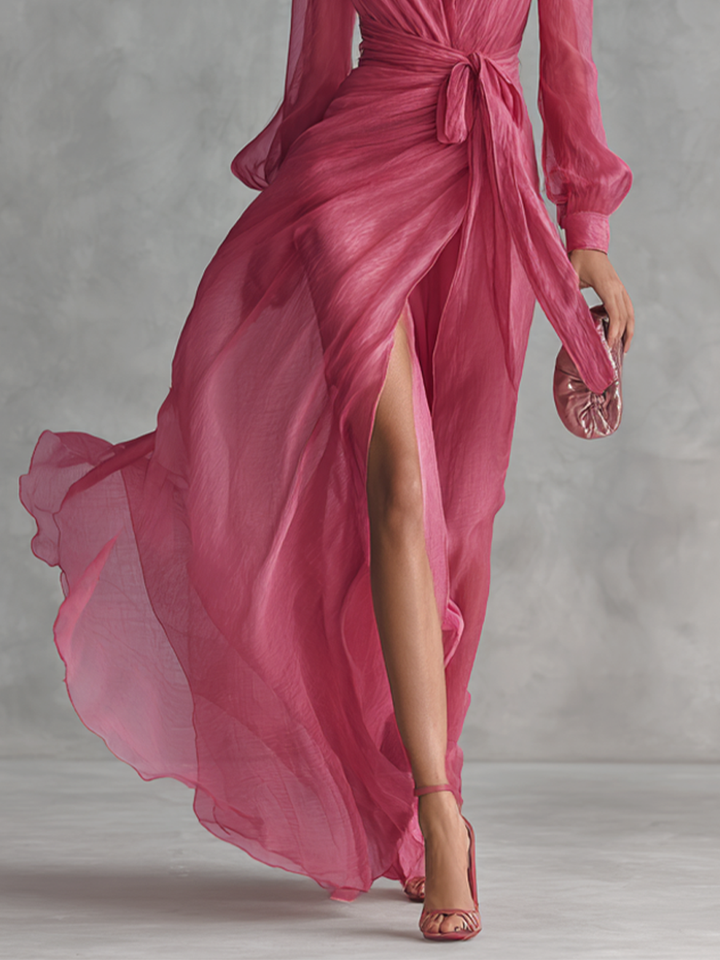 Ava | Romantisches Maxikleid mit Bindegürtel