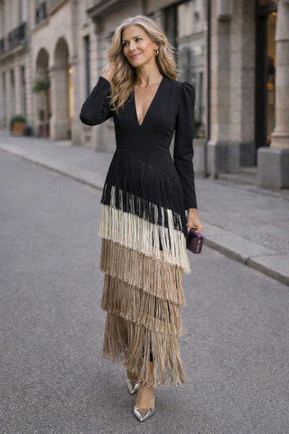 Ida – Chic Abendkleid mit Fransen