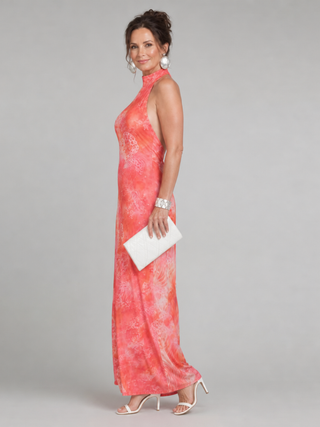 Coraline | Halter Neck Bedrucktes Muster Maxi Kleid