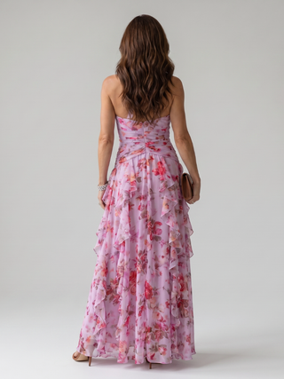 Nori | Halterneck Rüschentop Floral Maxi Kleid