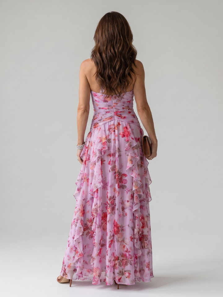 Nori | Halterneck Rüschentop Floral Maxi Kleid