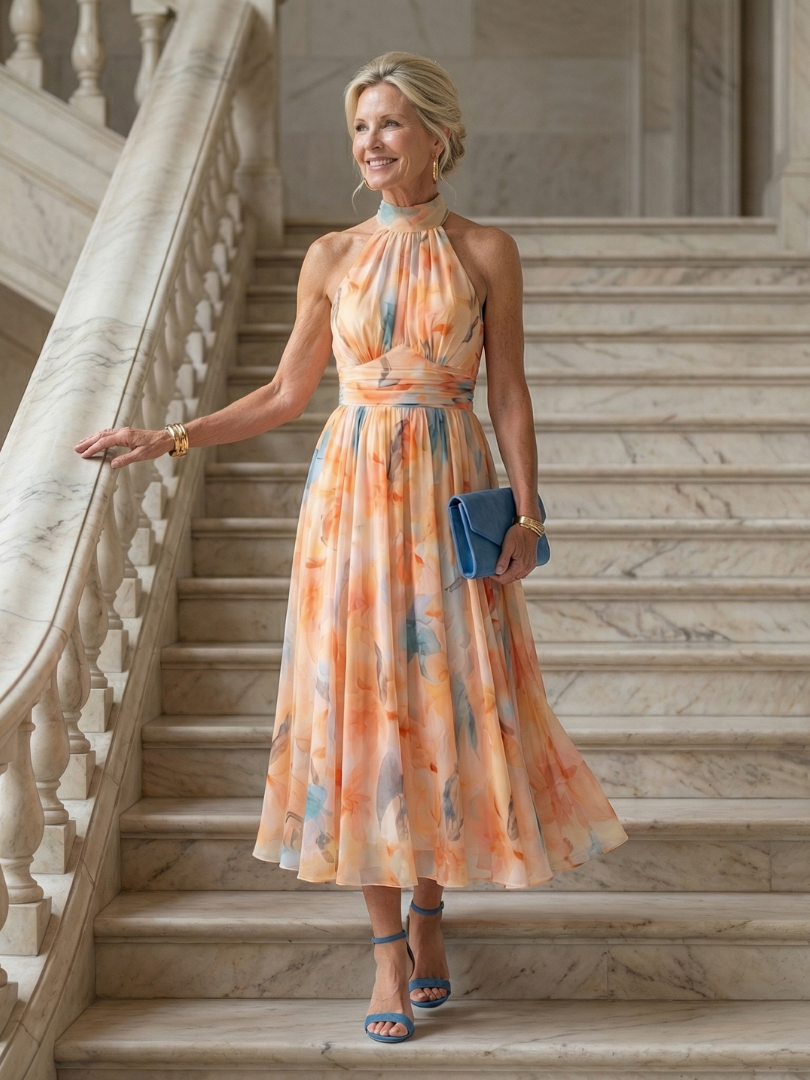 Elin | Weiches Halter Midi Kleid
