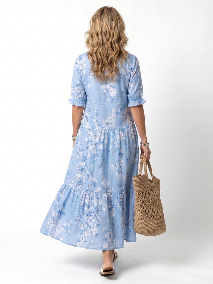 NAEL BERLIN | Geblümtes Boho-Midikleid mit Bommeln Michèle