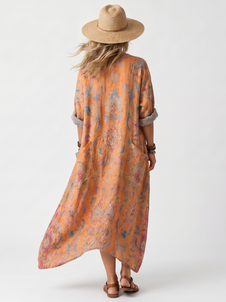 NAEL BERLIN | Bedrucktes Boho-Midikleid mit Taschen Sophie