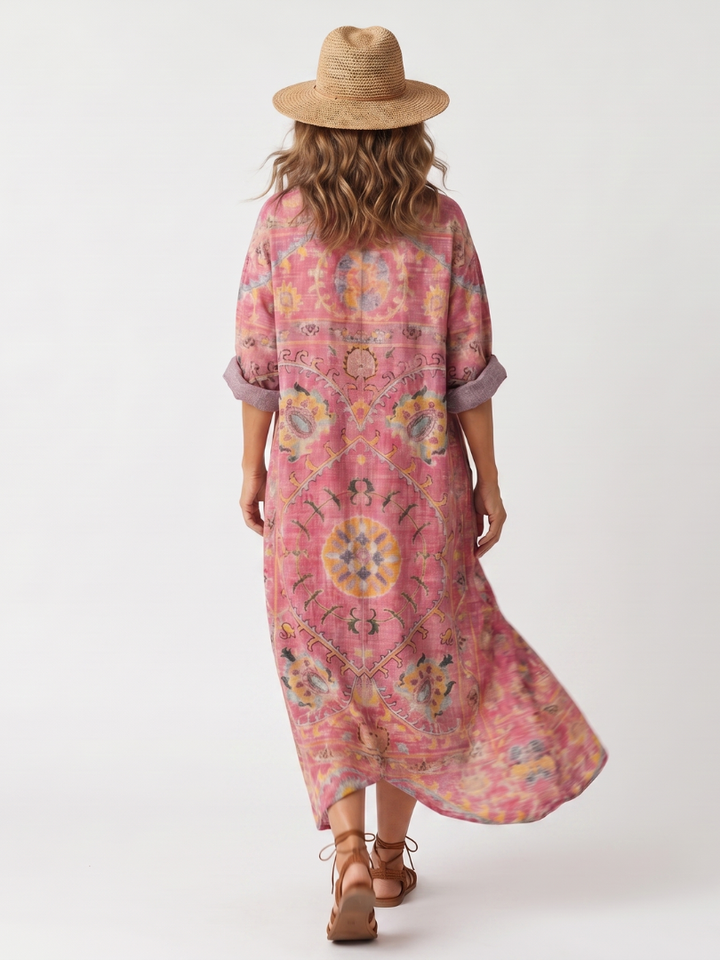 NAEL BERLIN | Bedrucktes Boho-Midikleid mit Taschen Margot