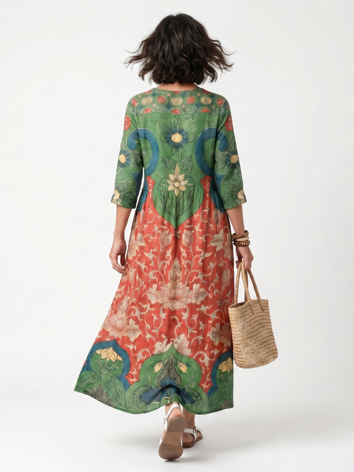 NAEL BERLIN | Geblümtes Boho-Midikleid mit gerafter Taille Amélie