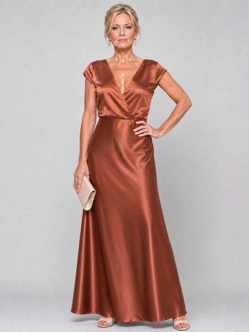 Samouse | Maxikleid mit Wickeloberteil und kurzen Ärmeln