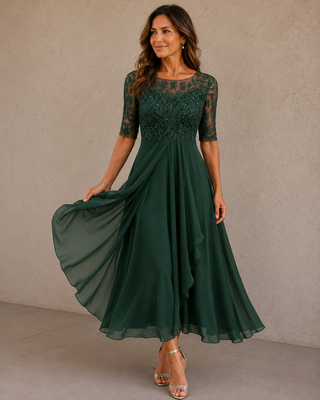 Abella – Spitzen- und Chiffonkleid