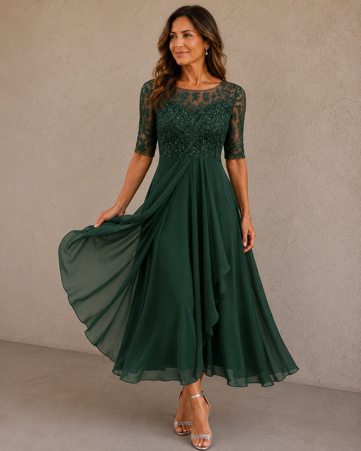 Abella – Spitzen- und Chiffonkleid