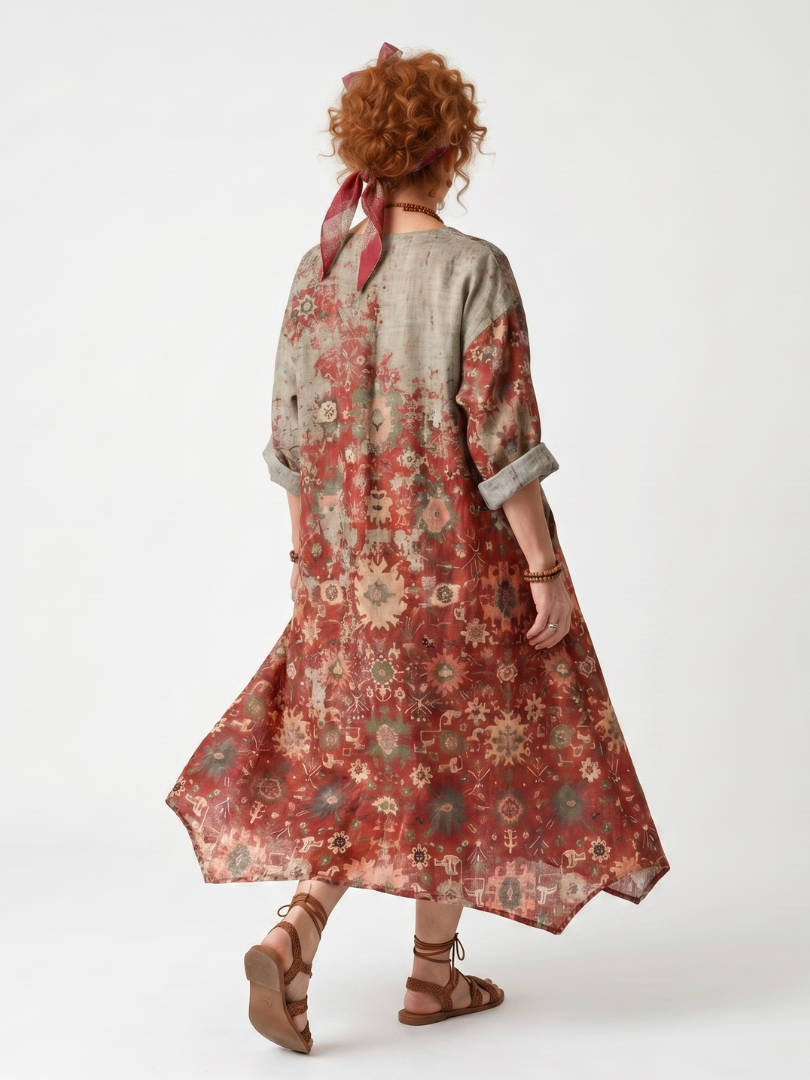 NAEL BERLIN | Bedrucktes Boho-Midikleid mit Taschen Sylvie