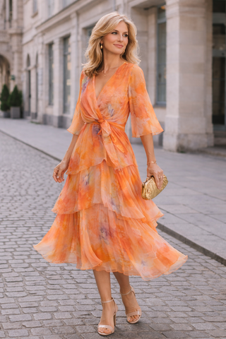 Marlene – Geblümtes Lagenkleid