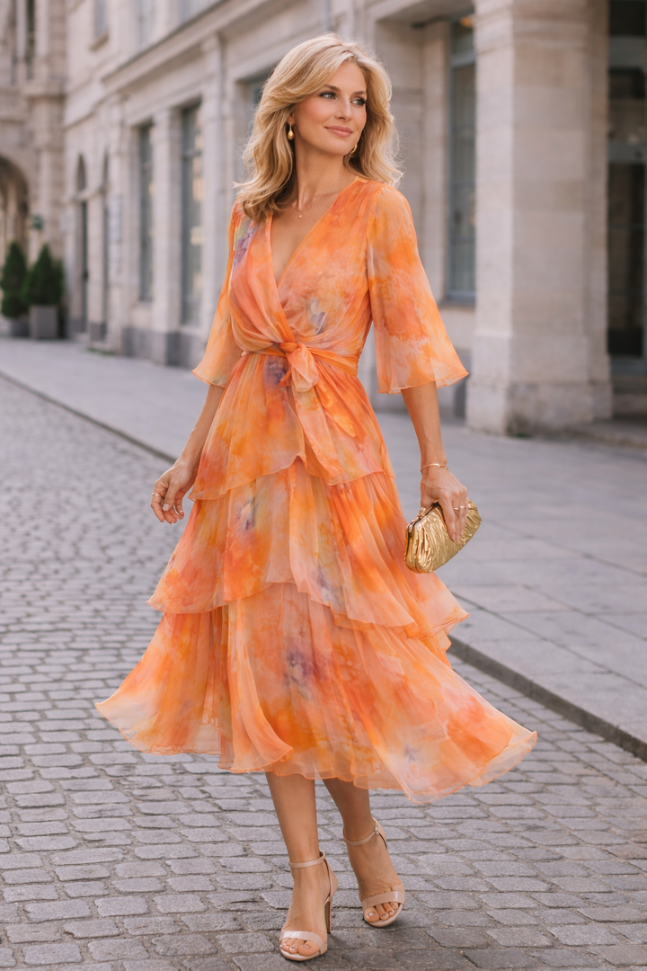 Marlene – Geblümtes Lagenkleid