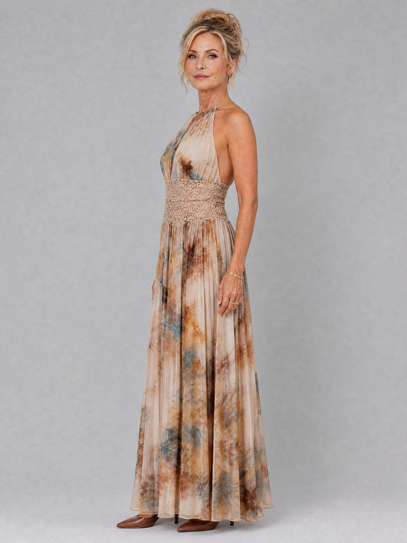 Elavenue | Maxikleid mit Neckholder und Spitzenbund