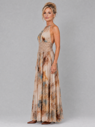 Elavenue | Maxikleid mit Neckholder und Spitzenbund