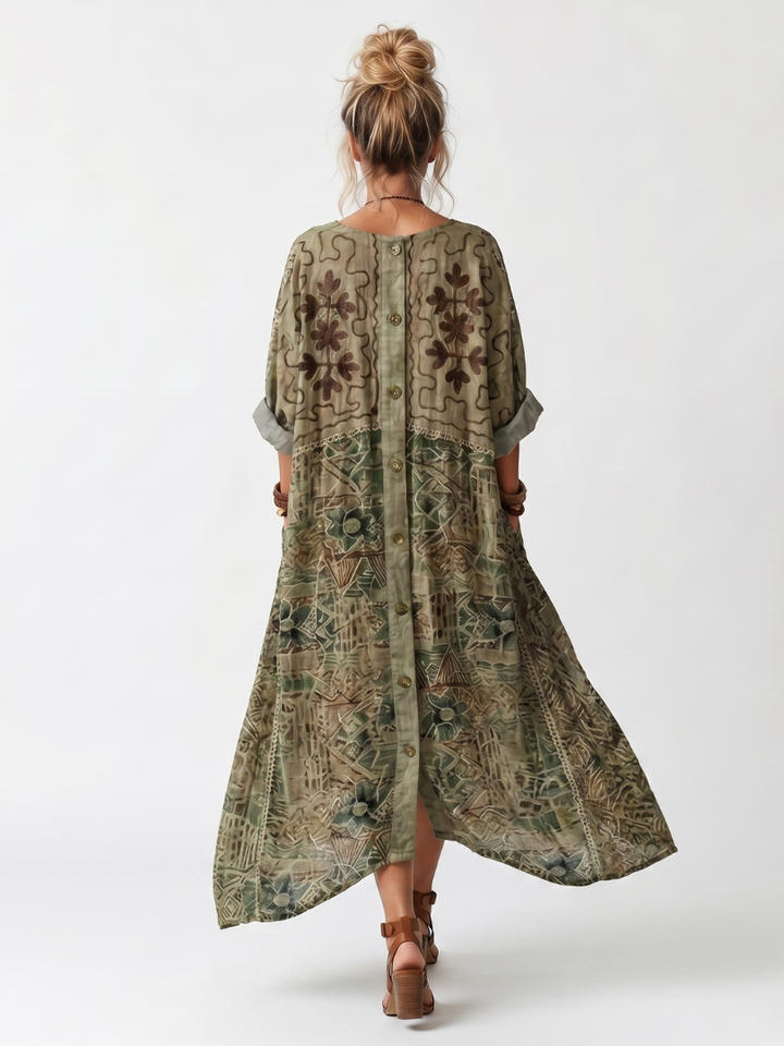 NAEL BERLIN | Boho-Midikleid mit Stickerei und Knopfleiste Monique