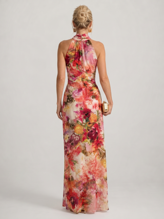 Elisabetta | Halterneck Blumenmuster Maxikleid