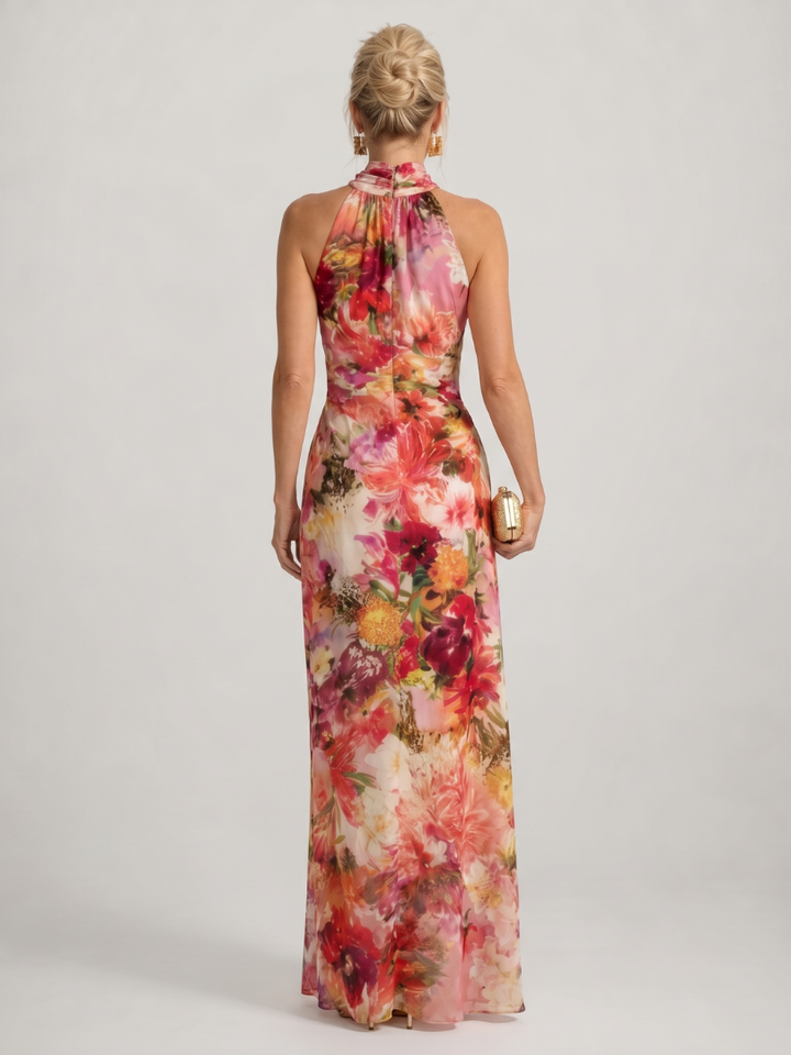 Elisabetta | Halterneck Blumenmuster Maxikleid