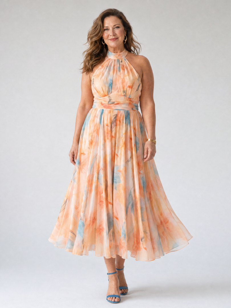 Elin | Weiches Halter Midi Kleid