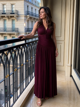 Lemar | Ärmelloses Plissee V-Ausschnitt Midi-Kleid