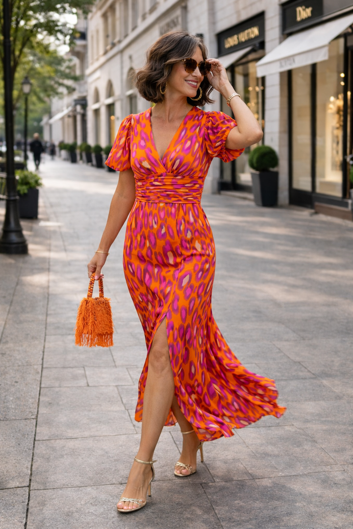Laura – City Midikleid mit Plisseeärmeln