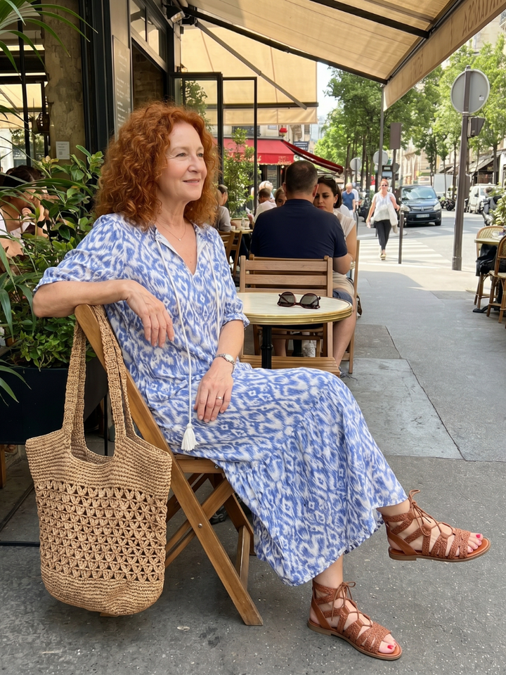 NAEL BERLIN | Fließendes bedrucktes Boho-Midikleid Nicole