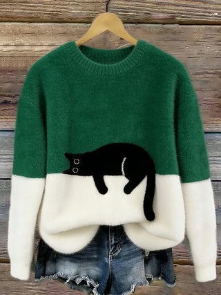 Lotte – Kuscheliger Oversize-Pullover mit Katzenmotiv