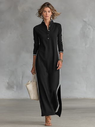 Selene | Lässiges Langarm-Maxikleid