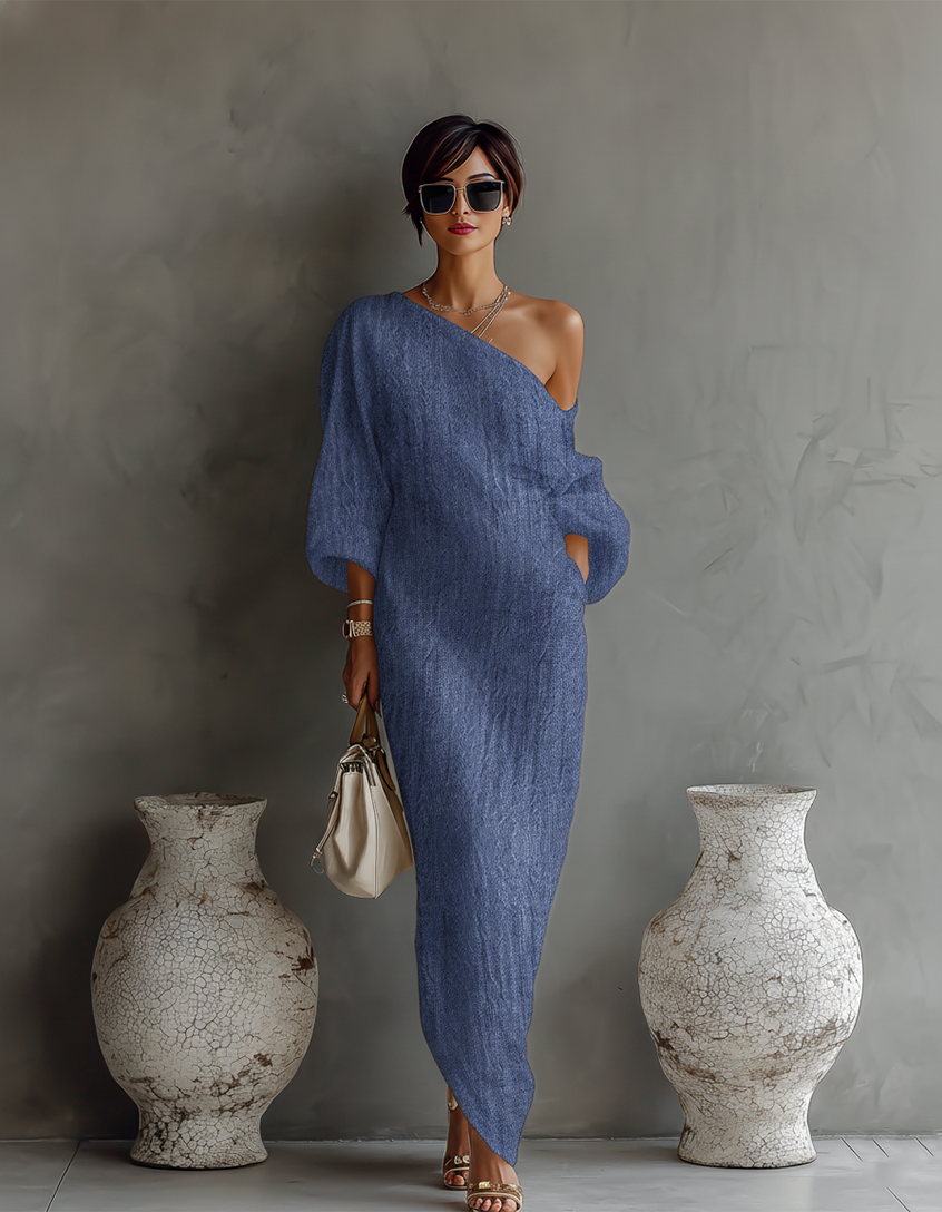 Elowen | Minimalistisches One-Shoulder-Maxikleid