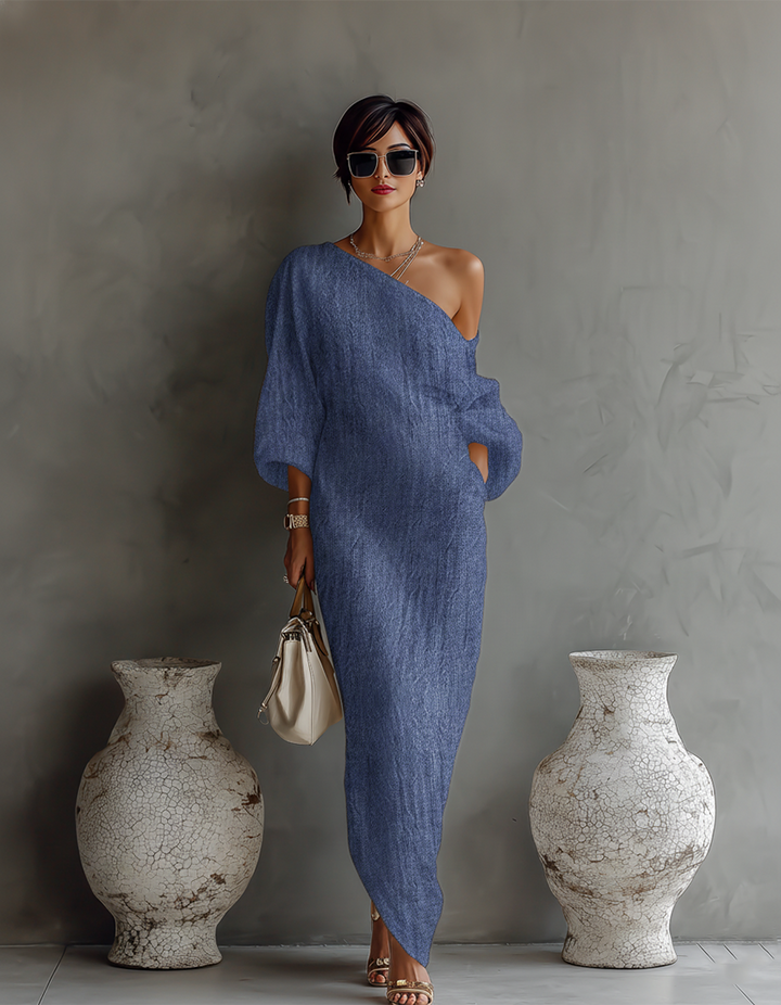 Elowen | Minimalistisches One-Shoulder-Maxikleid