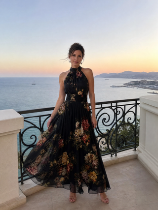 Sior | Floral Halter Neck Midi Kleid